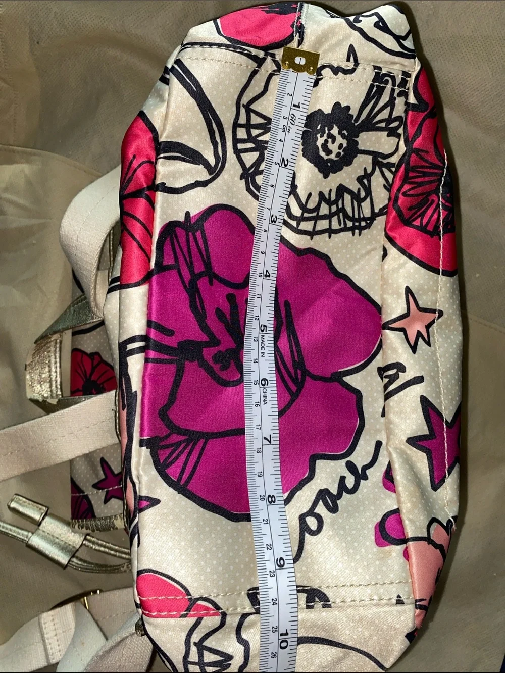 Coach Poppy Graffiti Floral Print Nylon Women's Backpack with Gold-Tone Accents